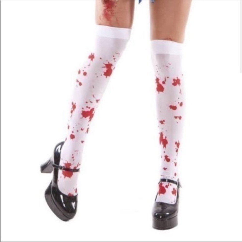 NIP Halloween costume spooky creepy Dripping Blood Thigh High Tights